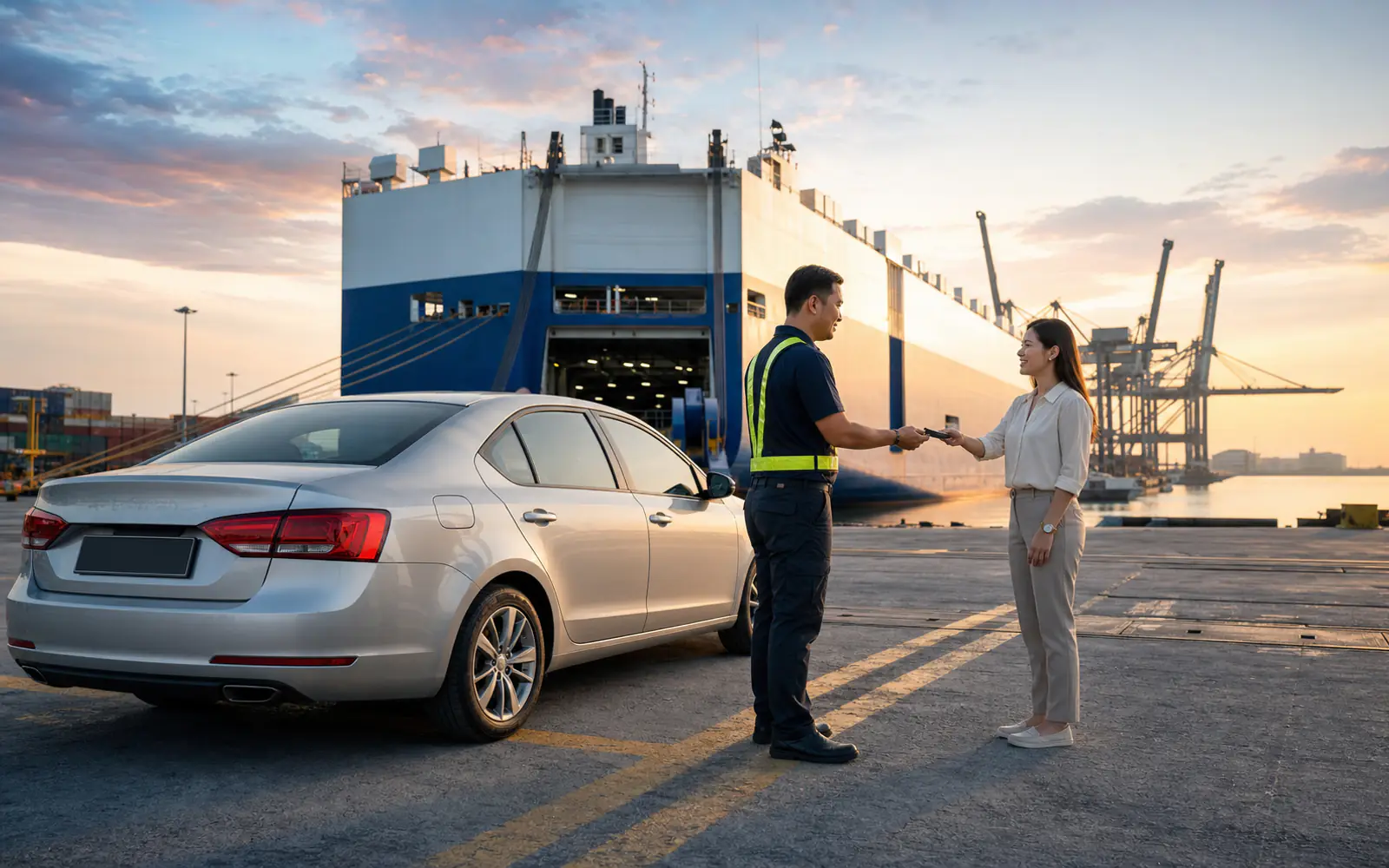 Pelanggan Malaysia menyerahkan kereta di Port Klang untuk pelayaran Sabah